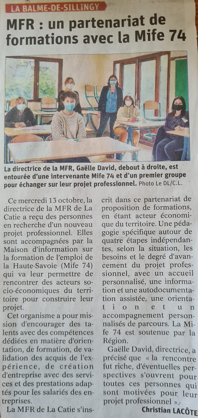 La MFR en partenariat avec la MIFE74