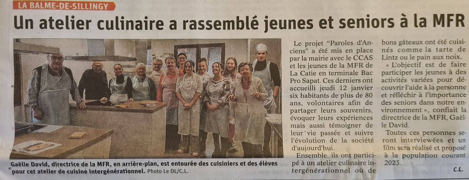 L'organisation d'un atelier culinaire intergénérationnel par les terminales BAC PRO SAPAT.